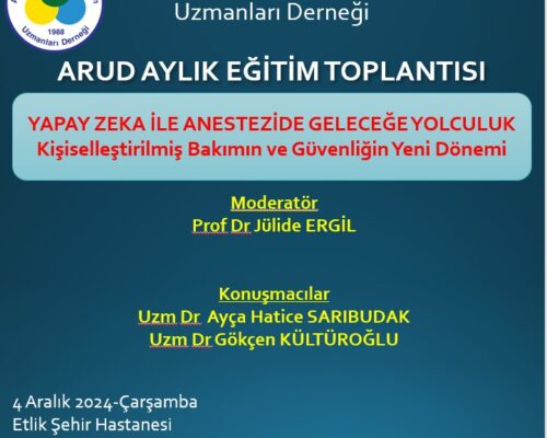 YAPAY ZEKA İLE ANESTEZİDE GELECEĞE YOLCULUK